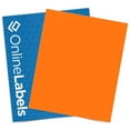 thumbnail image 1 of Fluorescent Sticker Paper, 8.5 x 11 Full Sheet Label, 100 Sheet Pack, Inkjet or Laser Printer, Online Labels (Color: Orange), 1 of 9