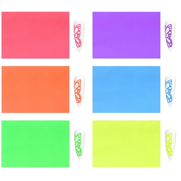 Fluorescent Summer DIY Manicure Sticker Set with 6 Colors for