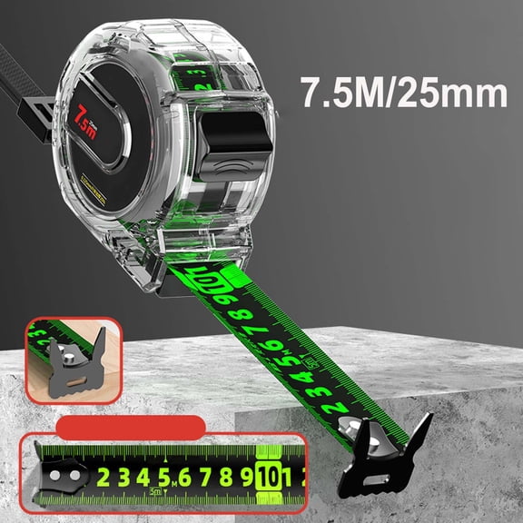 Fluorescent Tape Measure, High Precision Non-Glare Steel Tape, Thickened, Perfect for Home Renovation Carpentry Construction Workshop Wear-Resistant Daily Measuring Work