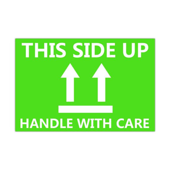Fluorescent This Side Up Shipping Label Stickers 2" X 3" Green/White 300 Per Roll
