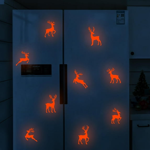 Fluorescent Wall Stickers for Christmas Deer That Glows In The Dark Party Peel and Stick Wallpaper, Wall Decals Clearance Under $5.00