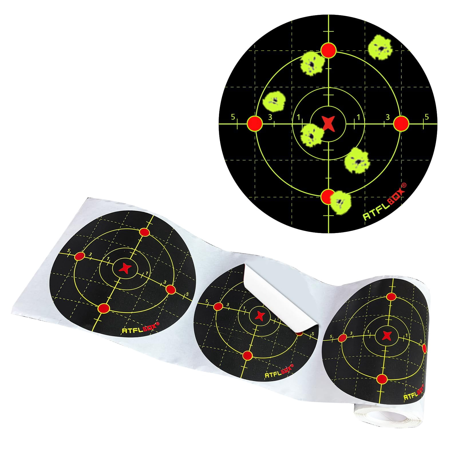 Fluorescent Yellow 6 Inch Splatter Bullseye Shooting Target Stickers ...