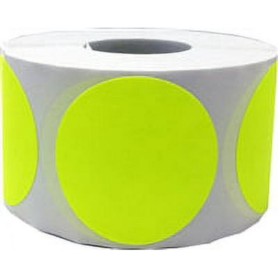 Fluorescent Yellow Circle Dot Stickers | 1.5" Inches Round | 500 Pack