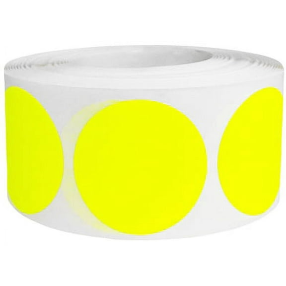 Fluorescent Yellow Circle Dot Stickers | 1" Inch Round | 500 Pack