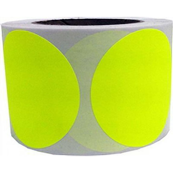 Fluorescent Yellow Circle Dot Stickers | 3" Inches Round | 500 Pack