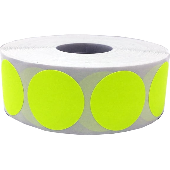 Fluorescent Yellow Circle Stickers, 25 mm 1 Inch Dot Labels 500 Pack