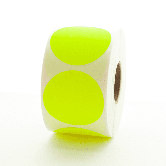 Fluorescent Yellow Circle Stickers and Labels - 1.5"