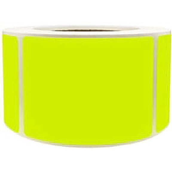 Fluorescent Yellow Rectangle Stickers | 2.5 x 3.5" Inches | 500 Pack