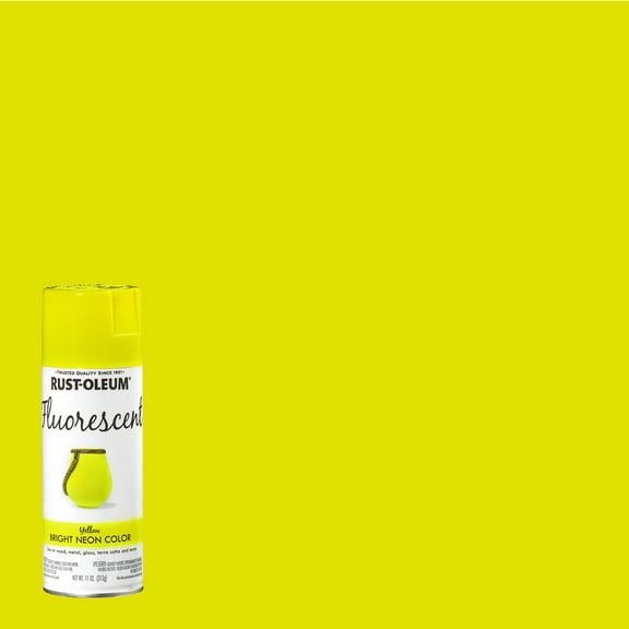 6 Pack, Fluorescent Yellow, Rust-Oleum Specialty Flat Spray Paint-1942830, 11 oz