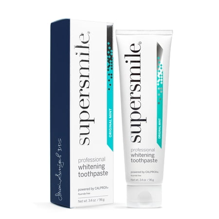 Supersmile Fluoride-Free Whitening Toothpaste – Original Mint, Enamel-Safe Formula, 3.4 oz