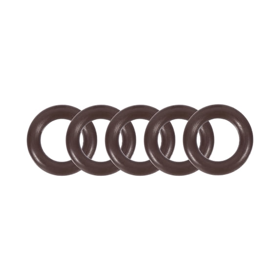 Fluorine Rubber O-Rings 12mm OD 7mm ID 2.5mm Width FKM Seal Gasket, Brown 5pcs