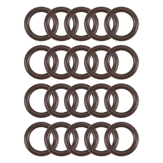 Fluorine Rubber O-Rings 9.5mm OD 6.5mm ID 1.5mm Width FKM Seal Gasket, Brown 20pcs