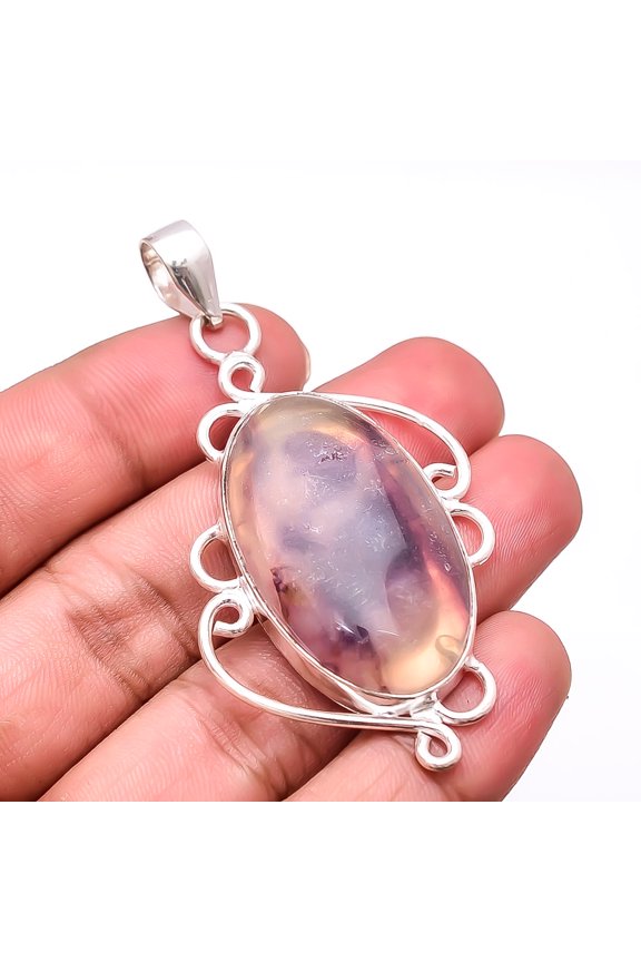 Fluorite - Brazil Designer Handmade 925 Sterling Silver Pendant 2.54" P22