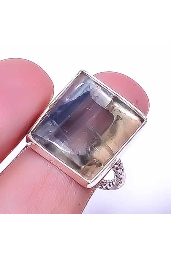 Fluorite - Brazil Handmade 925 Sterling Silver Jewelry Ring s.8 T930, Christmas Gift, Gemstone Silver Jewelry, Fluorite Ring, New Year Sale