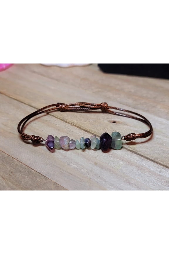 Fluorite Chip Bracelet Handmade Genuine Crystal Bracelet