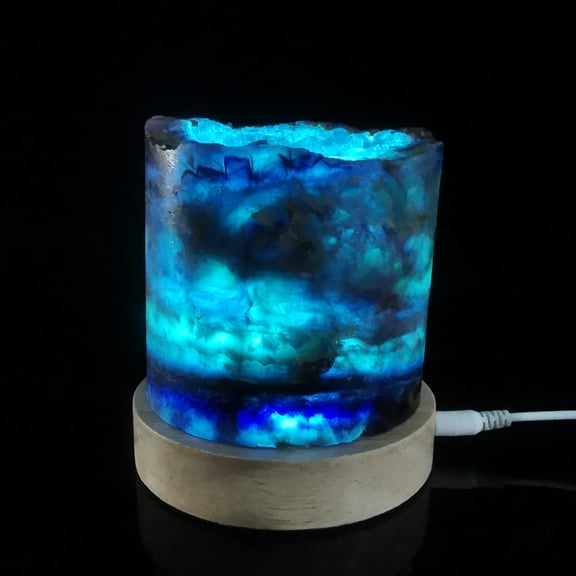 Fluorite Crystal lamp Natural Healing Crystal light Reiki home decoration 0.853kg
