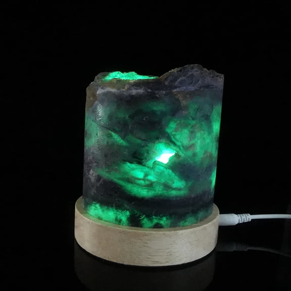 Fluorite Crystal lamp Natural Healing Crystal light Reiki home decoration 0.9kg