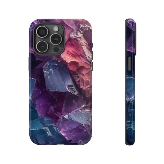 Fluorite Gemstone Crystal Rocks Pink Purple Geode Artistic Abstract Illustration Phone Case for iPhone 11 12 13 14 15 16 17 Pro Max