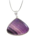 thumbnail image 1 of Fluorite Pendant Necklace Sterling Silver Teardrop Purple Striped Banding Snake Chain 20" Spyglass Designs Designed for Adult Women, 1 of 4