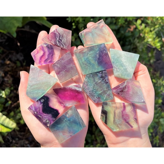 Fluorite Slab: Medium 1.5-2" Beautiful Polished Fluorite Slice, Fluorite Crystal