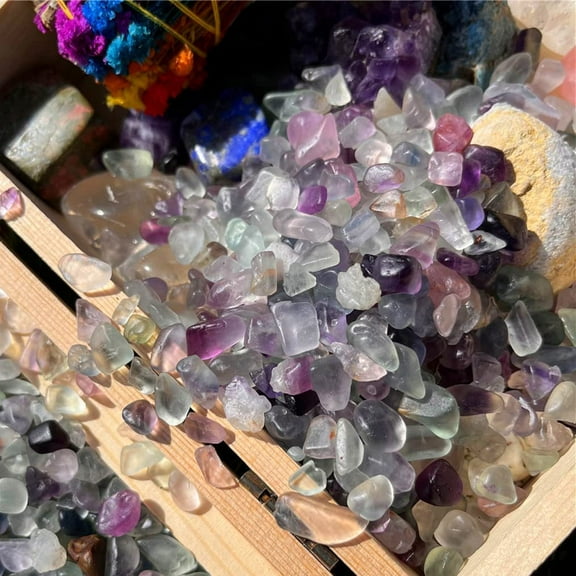 Fluorite Tumbled Chips Stone Crushed Crystal Quartz Pieces Irregular Shaped Stones 100g