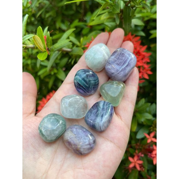 Fluorite Tumbled Stones, 0.8"-1.25" Tumbled Fluorite