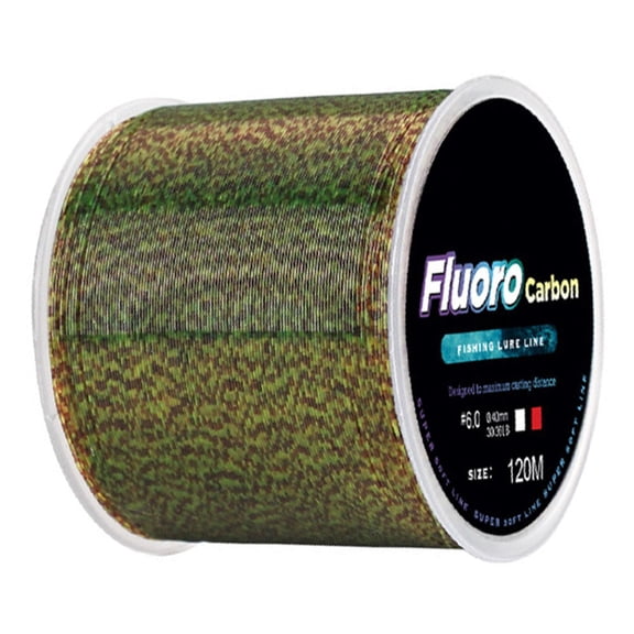 Fluorocarbon Fishing Line 120M Low Visibility Leader Wire for Freshwater Saltwater Bass Trout Pike Carp Strong Abrasion Resistance Smooth Casting Tackle Gear White Light Yellow Green Blue Coffee