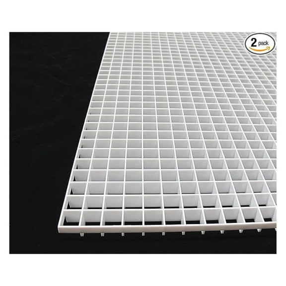 Fluorolite Egg Crate Louver 2'x4' (2-Pack) - White Polystyrene Drop Ceiling Tiles - Scratch Resistant, Open Cell Design for Airflow