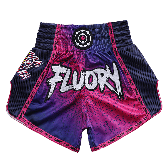 Fluory Gradient Muay Thai Shorts Colorful Font Line Sportswear for Active Lifestyle Boxing Shorts