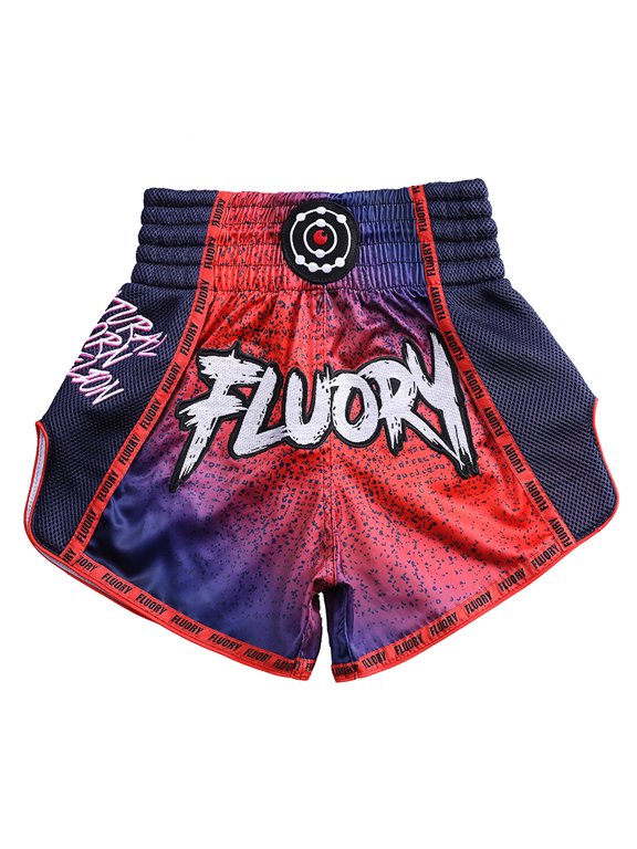 Gradient Muay Thai Shorts Colorful Font Line Sportswear for Active Lifestyle Boxing Shorts