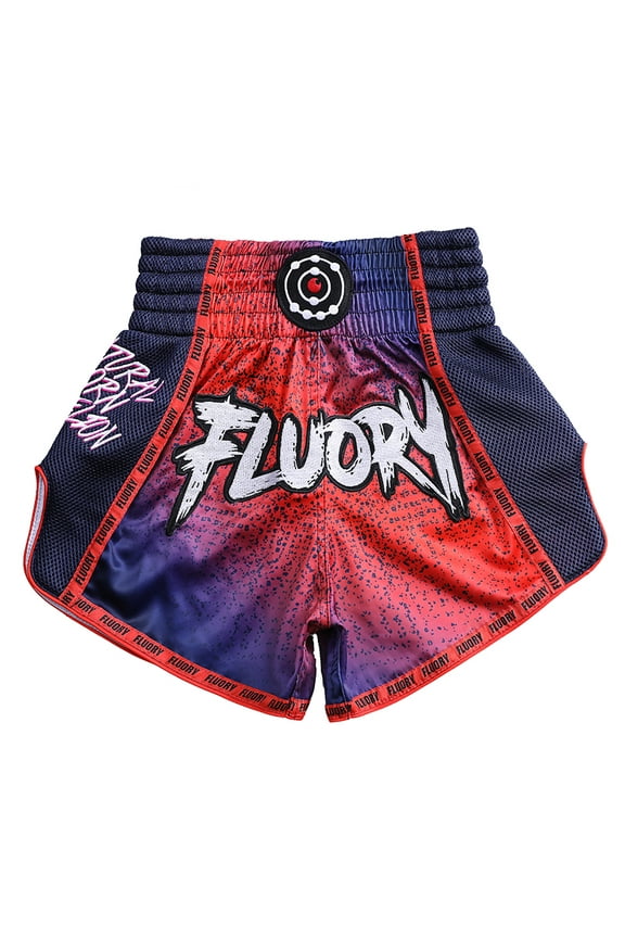 Gradient Muay Thai Shorts Colorful Font Line Sportswear for Active Lifestyle Boxing Shorts