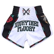 Fluory Muay Thai Boxing Shorts Colorful Line Rose Embroidery Womens Fitness Gym Sportswear Active Wear Casual Pants