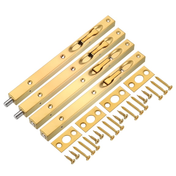 Flush Bolt, 10" Stainless Steel Security Door Guard Latch 4Pack, Gold
