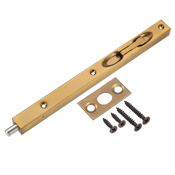 Flush Bolt, 10" Stainless Steel Security Door Guard Latch, Gold Bronze