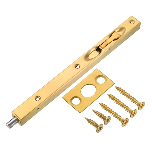 Flush Bolt, 10" Stainless Steel Security Door Guard Latch, Gold