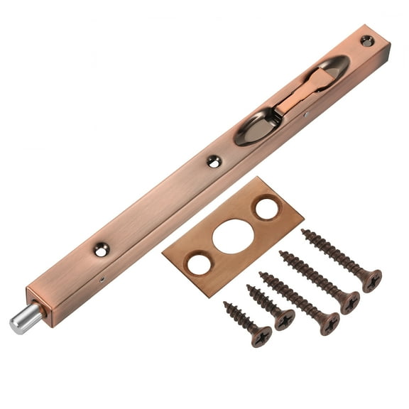 Flush Bolt, 10" Stainless Steel Security Door Guard Latch, Red Bronze