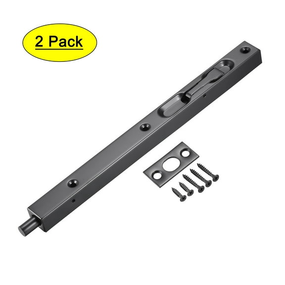 Flush Bolt, 10-inch Stainless Steel Security Door Guard Lever Action Latch Slide Lock 2 Pcs Black