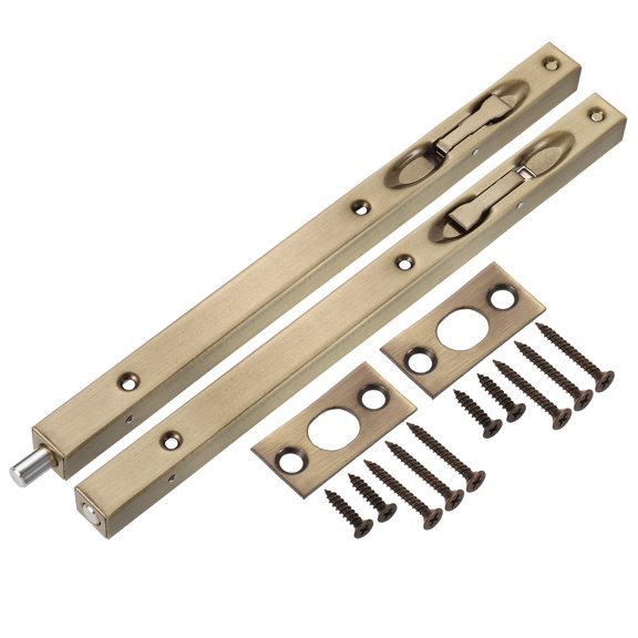 Flush Bolt, 12" Stainless Steel Security Door Guard Latch 2Pack, Bronze
