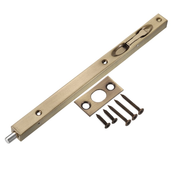 Flush Bolt, 12" Stainless Steel Security Door Guard Latch, Bronze