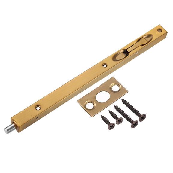 Flush Bolt, 12" Stainless Steel Security Door Guard Latch, Gold Bronze