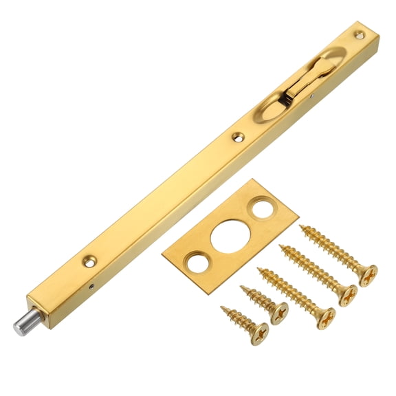 Flush Bolt, 12" Stainless Steel Security Door Guard Latch, Gold