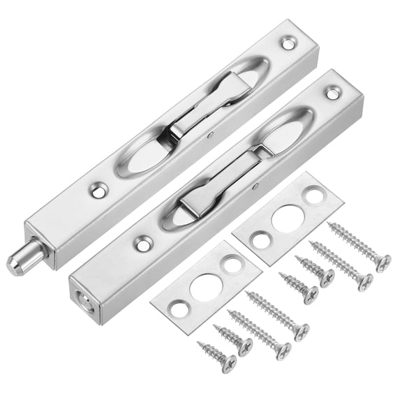 Flush Bolt, 6" Stainless Steel Security Door Guard Latch 2Pack, Silver
