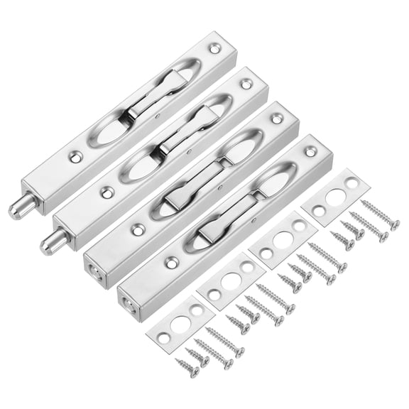 Flush Bolt, 6" Stainless Steel Security Door Guard Latch 4Pack, Silver