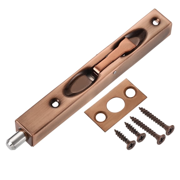 Flush Bolt, 6" Stainless Steel Security Door Guard Latch, Red Bronze