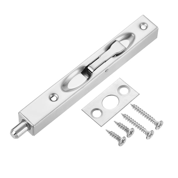 Flush Bolt, 6" Stainless Steel Security Door Guard Latch, Silver
