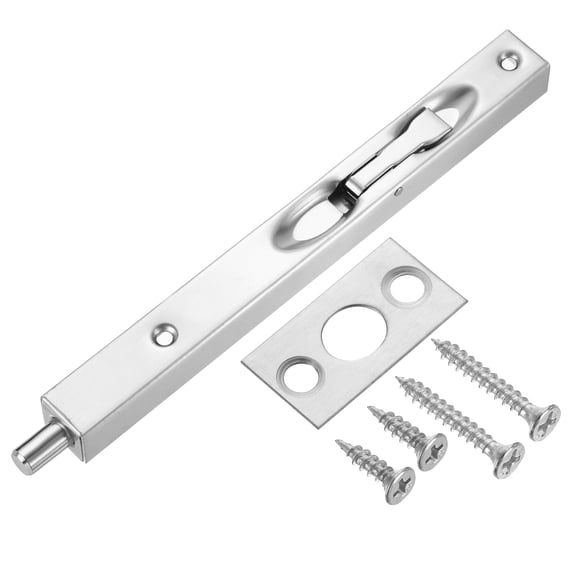 Flush Bolt, 8" 304 Stainless Steel Security Door Guard Latch, Silver