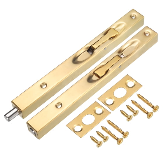 Flush Bolt, 8" Stainless Steel Security Door Guard Latch 2Pack, Gold