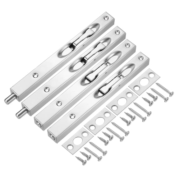 Flush Bolt, 8" Stainless Steel Security Door Guard Latch 4Pack, Silver