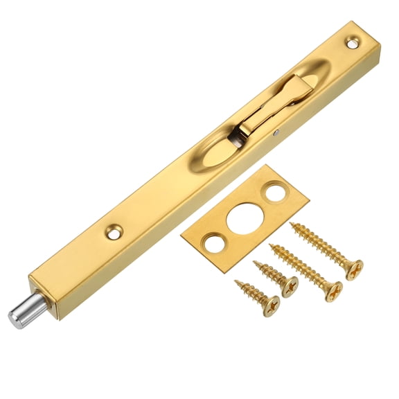 Flush Bolt, 8" Stainless Steel Security Door Guard Latch, Gold