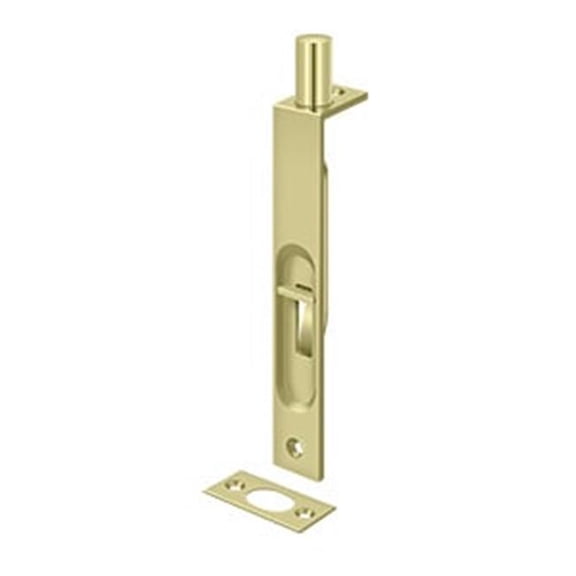 Flush Bolt - Bright Brass Unl, 6 in.